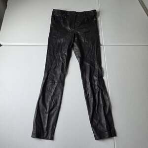 Theory Leather Pants Womens 2 Black High Waist Bristol Leather High Rise Slim